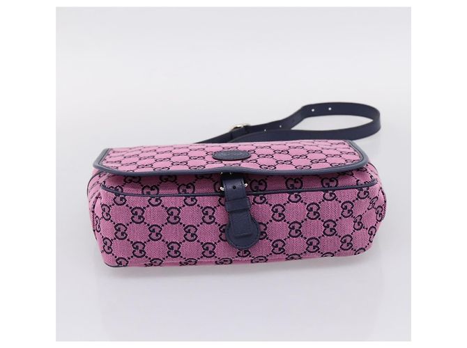 Borsa a tracolla per bambini GUCCI GG Canvas Rosa Argento Auth mr2971A - vista 5