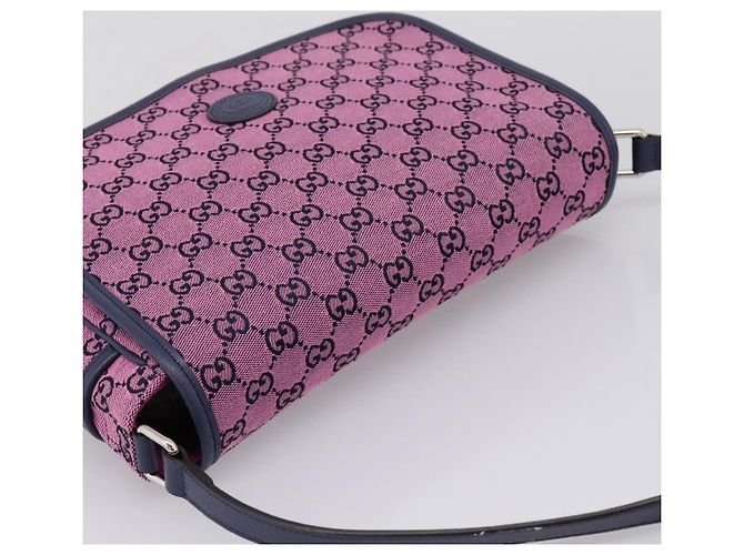Borsa a tracolla per bambini GUCCI GG Canvas Rosa Argento Auth mr2971A - vista 6