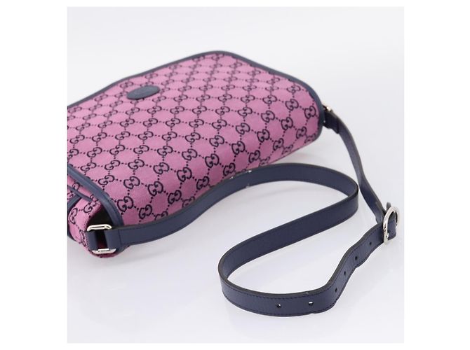 Borsa a tracolla per bambini GUCCI GG Canvas Rosa Argento Auth mr2971A - vista 7