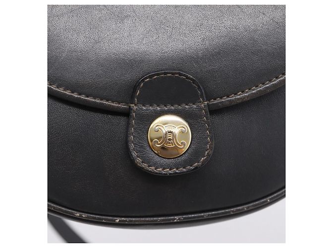 Céline Bolsa de Ombro CELINE em Couro Cinza e Ouro Auth ka6378 Marrom Dourado - vista 18