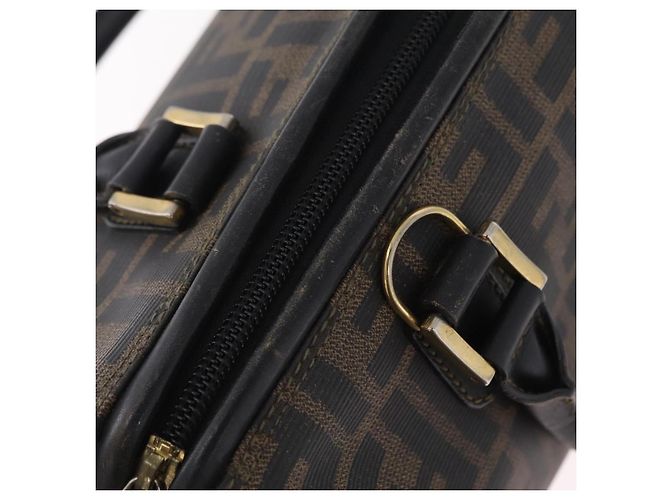 Borsa a mano FENDI Zucca Canvas PVC Nero Marrone Auth ka6311 - vista 10