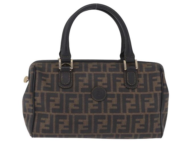 Borsa a mano FENDI Zucca Canvas PVC Nero Marrone Auth ka6311 - vista 13