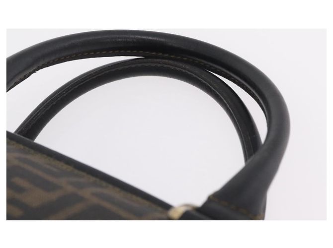 Borsa a mano FENDI Zucca Canvas PVC Nero Marrone Auth ka6311 - vista 14