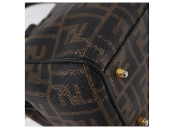 Borsa a mano FENDI Zucca Canvas PVC Nero Marrone Auth ka6311 - vista 15