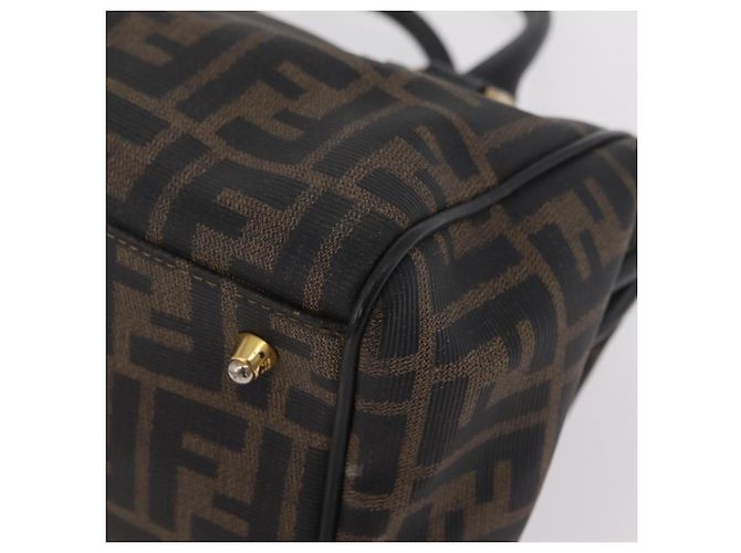 Borsa a mano FENDI Zucca Canvas PVC Nero Marrone Auth ka6311 - vista 16