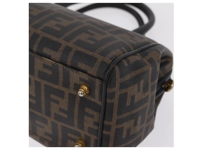 Borsa a mano FENDI Zucca Canvas PVC Nero Marrone Auth ka6311 - vista 18