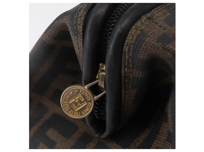 Borsa a mano FENDI Zucca Canvas PVC Nero Marrone Auth ka6311 - vista 19