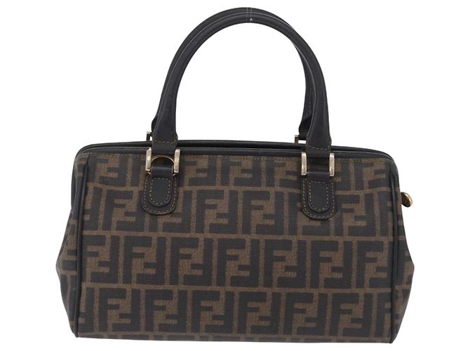 Borsa a mano FENDI Zucca Canvas PVC Nero Marrone Auth ka6311 - vista 2