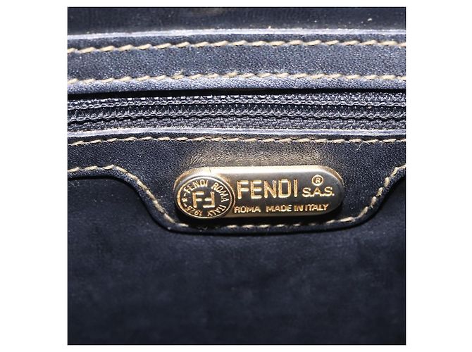 Borsa a mano FENDI Zucca Canvas PVC Nero Marrone Auth ka6311 - vista 21