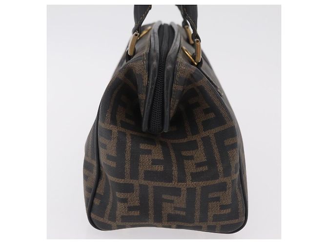 Borsa a mano FENDI Zucca Canvas PVC Nero Marrone Auth ka6311 - vista 3