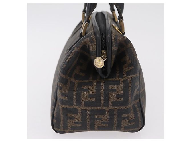 Borsa a mano FENDI Zucca Canvas PVC Nero Marrone Auth ka6311 - vista 4