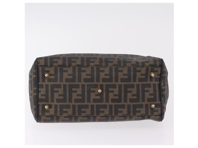 Borsa a mano FENDI Zucca Canvas PVC Nero Marrone Auth ka6311 - vista 5