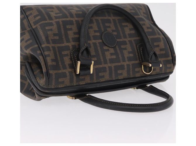 Borsa a mano FENDI Zucca Canvas PVC Nero Marrone Auth ka6311 - vista 6