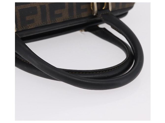 Borsa a mano FENDI Zucca Canvas PVC Nero Marrone Auth ka6311 - vista 7