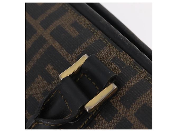 Borsa a mano FENDI Zucca Canvas PVC Nero Marrone Auth ka6311 - vista 8