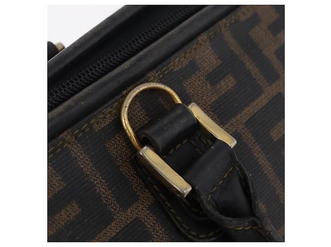 Borsa a mano FENDI Zucca Canvas PVC Nero Marrone Auth ka6311 - vista 9