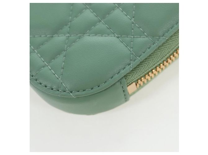 Christian Dior Cannage Chain Shoulder Phone Pouch Lamb Skin 2way Auth 203691V D'oro Verde - vista 17