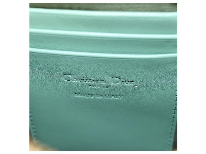 Christian Dior Cannage Chain Shoulder Phone Pouch Lamb Skin 2way Auth 203691V D'oro Verde - vista 23