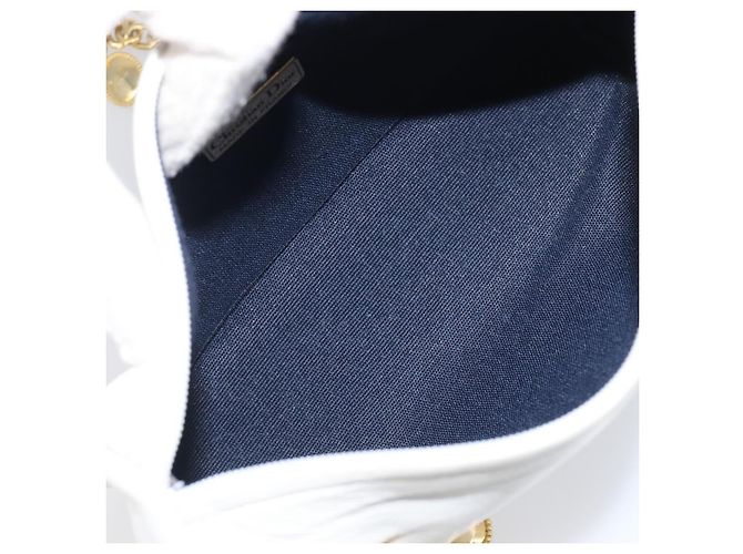 Borsa a Tracolla con Catena Christian Dior Pelle Bianca Tono Oro Auth bs37056A Bianco - vista 11