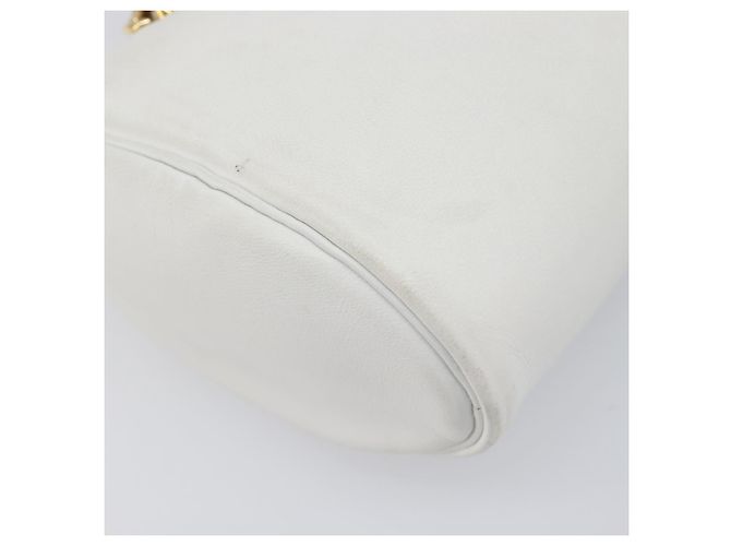 Borsa a Tracolla con Catena Christian Dior Pelle Bianca Tono Oro Auth bs37056A Bianco - vista 15