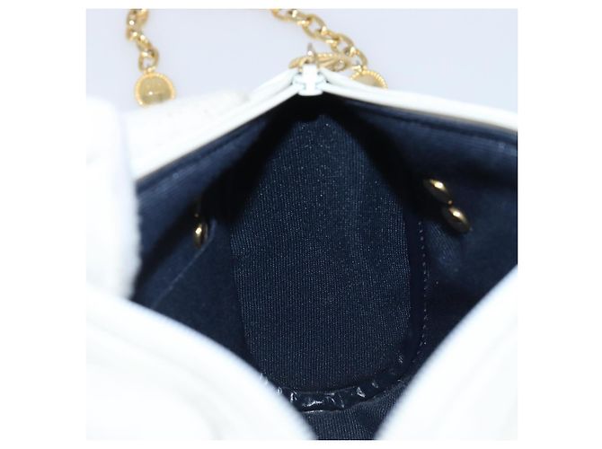 Borsa a Tracolla con Catena Christian Dior Pelle Bianca Tono Oro Auth bs37056A Bianco - vista 19