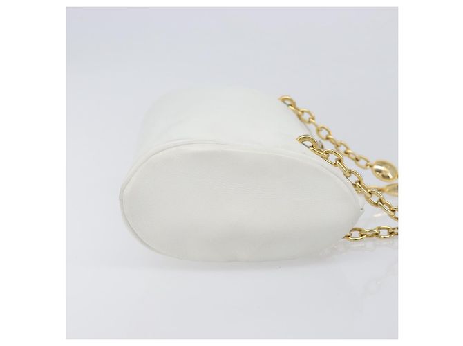 Borsa a Tracolla con Catena Christian Dior Pelle Bianca Tono Oro Auth bs37056A Bianco - vista 3
