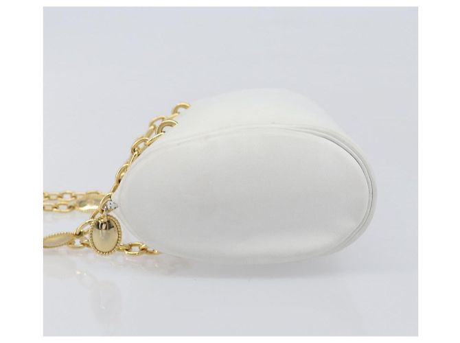 Borsa a Tracolla con Catena Christian Dior Pelle Bianca Tono Oro Auth bs37056A Bianco - vista 4