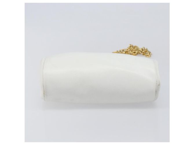 Borsa a Tracolla con Catena Christian Dior Pelle Bianca Tono Oro Auth bs37056A Bianco - vista 5