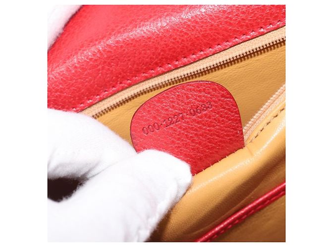 Borsa a Mano GUCCI Bamboo Pelle Rossa Oro 000 1227 0633 Auth ep16228A Rosso D'oro - vista 12
