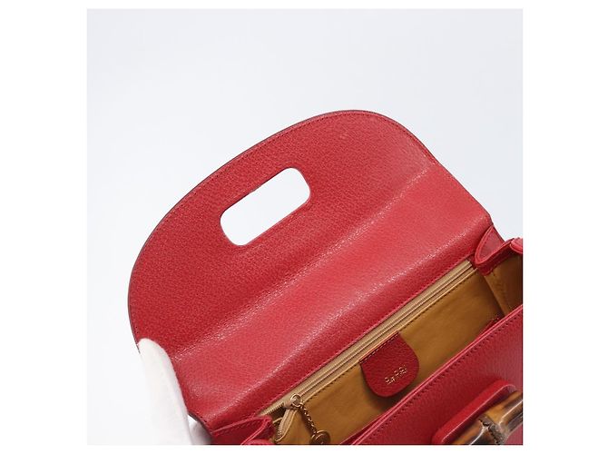 Borsa a Mano GUCCI Bamboo Pelle Rossa Oro 000 1227 0633 Auth ep16228A Rosso D'oro - vista 19