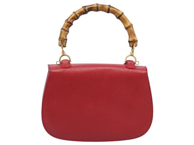 Borsa a Mano GUCCI Bamboo Pelle Rossa Oro 000 1227 0633 Auth ep16228A Rosso D'oro - vista 2