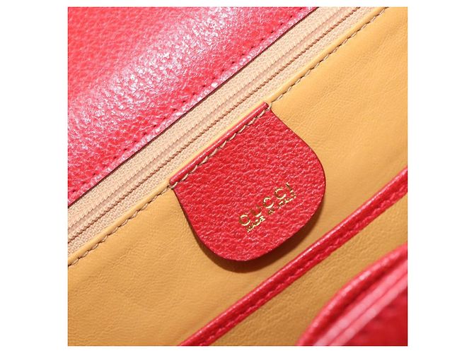 Borsa a Mano GUCCI Bamboo Pelle Rossa Oro 000 1227 0633 Auth ep16228A Rosso D'oro - vista 20