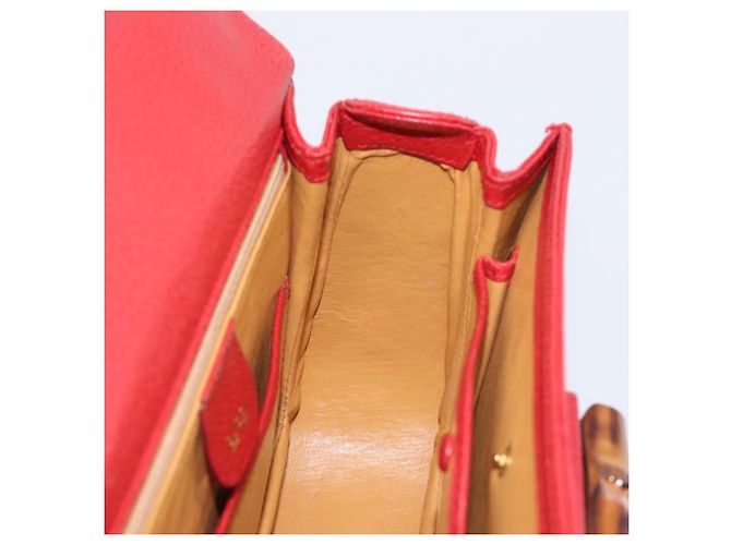 Borsa a Mano GUCCI Bamboo Pelle Rossa Oro 000 1227 0633 Auth ep16228A Rosso D'oro - vista 21