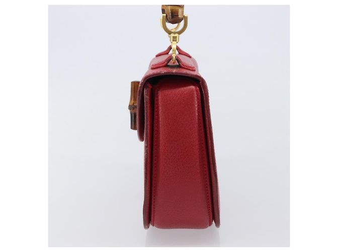 Borsa a Mano GUCCI Bamboo Pelle Rossa Oro 000 1227 0633 Auth ep16228A Rosso D'oro - vista 3