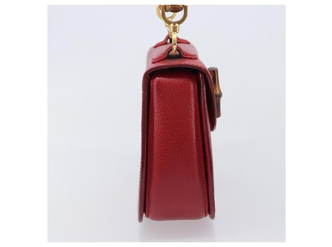 Borsa a Mano GUCCI Bamboo Pelle Rossa Oro 000 1227 0633 Auth ep16228A Rosso D'oro - vista 4