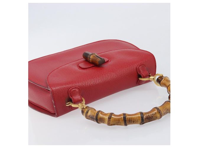 Borsa a Mano GUCCI Bamboo Pelle Rossa Oro 000 1227 0633 Auth ep16228A Rosso D'oro - vista 6