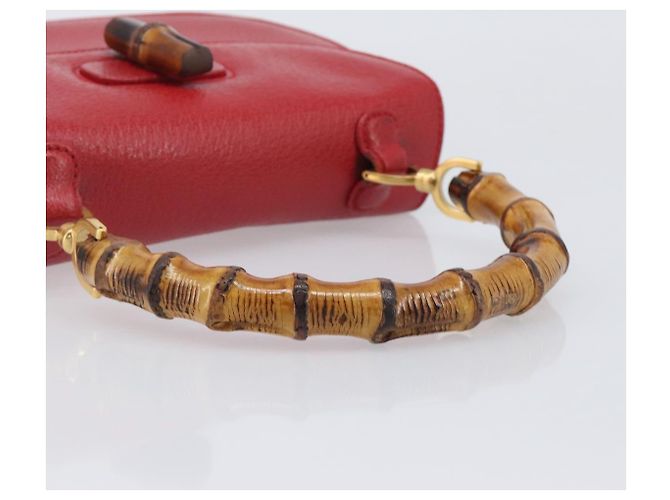 Borsa a Mano GUCCI Bamboo Pelle Rossa Oro 000 1227 0633 Auth ep16228A Rosso D'oro - vista 7