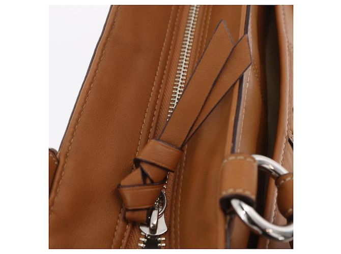 Bolsa Tote Coach em Couro Marrom Prata Auth 204986A - vista 10
