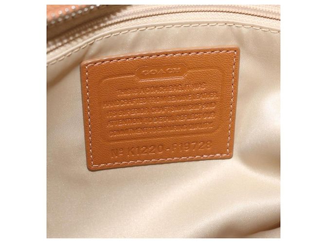 Bolsa Tote Coach em Couro Marrom Prata Auth 204986A - vista 12