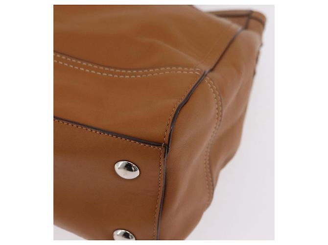Bolsa Tote Coach em Couro Marrom Prata Auth 204986A - vista 15
