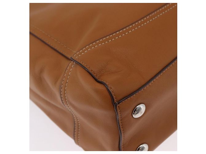 Bolsa Tote Coach em Couro Marrom Prata Auth 204986A - vista 16