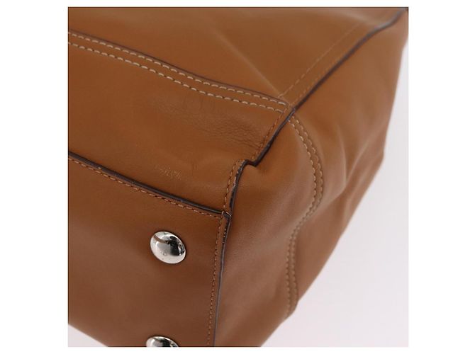 Bolsa Tote Coach em Couro Marrom Prata Auth 204986A - vista 17
