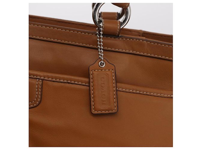 Bolsa Tote Coach em Couro Marrom Prata Auth 204986A - vista 18