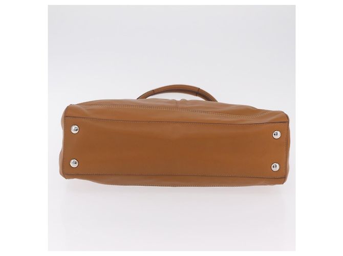 Bolsa Tote Coach em Couro Marrom Prata Auth 204986A - vista 5