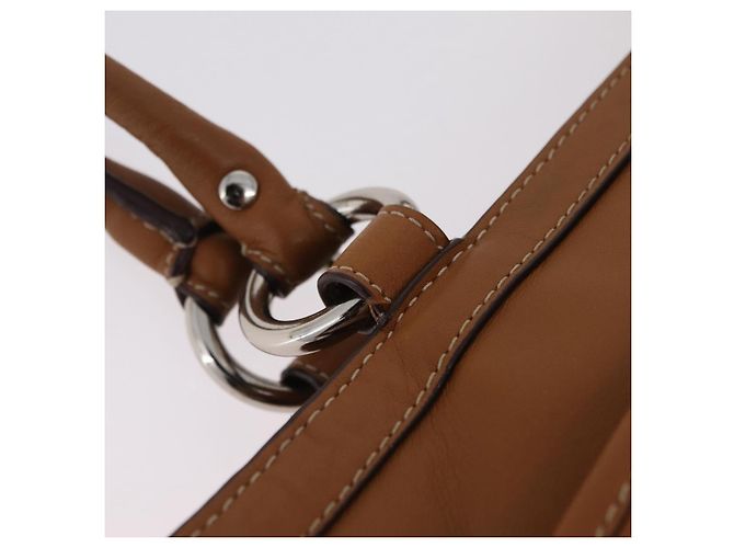 Bolsa Tote Coach em Couro Marrom Prata Auth 204986A - vista 8