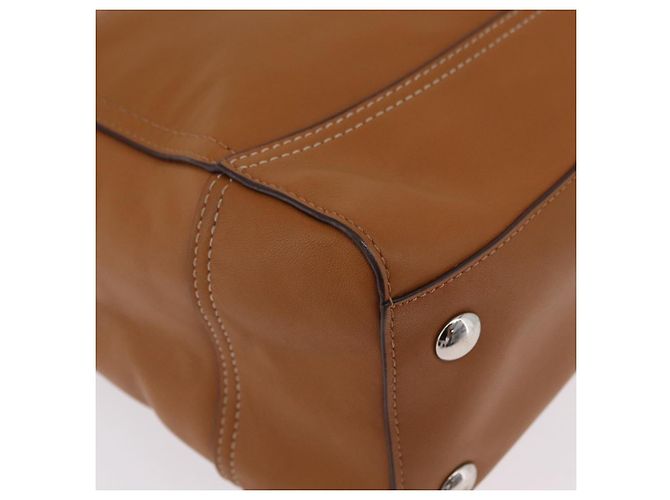 Bolsa Tote Coach em Couro Marrom Prata Auth 204986A - vista 9
