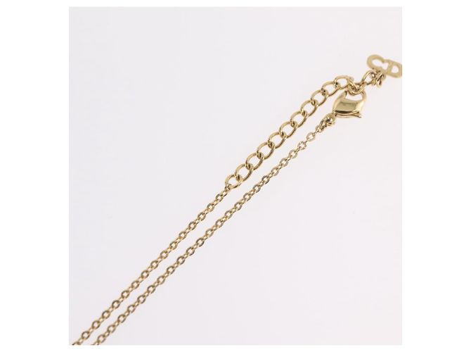 Collar Christian Dior Strass Metal Tono Dorado Auth ka6386 - vista 12