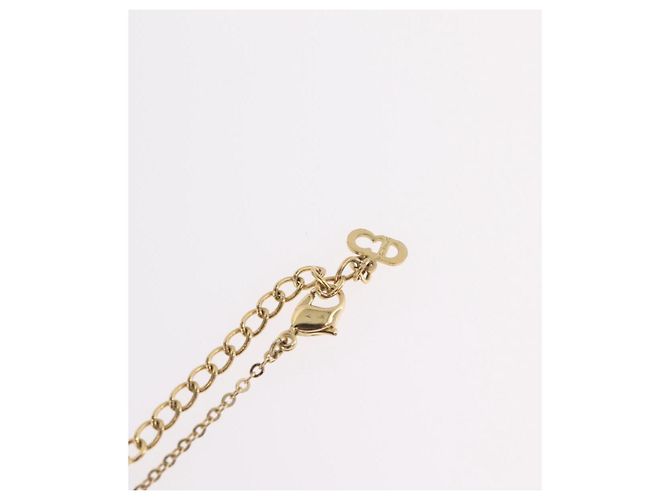 Collar Christian Dior Strass Metal Tono Dorado Auth ka6386 - vista 13