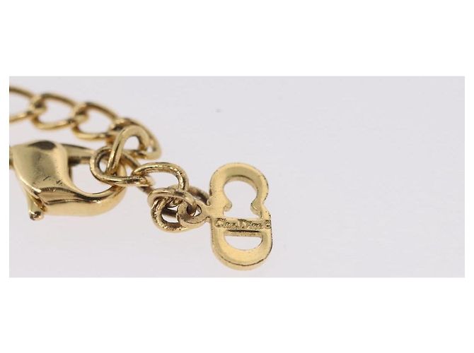 Collar Christian Dior Strass Metal Tono Dorado Auth ka6386 - vista 14