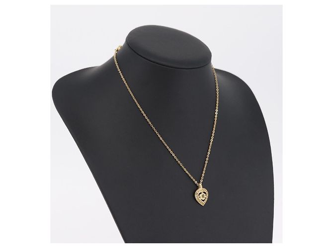 Collar Christian Dior Strass Metal Tono Dorado Auth ka6386 - vista 15